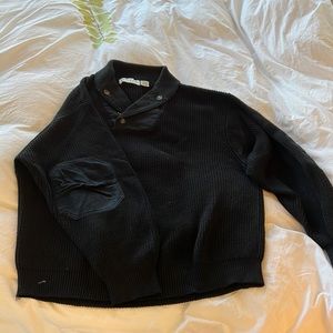 Navy Orvis quarter neck sweater L